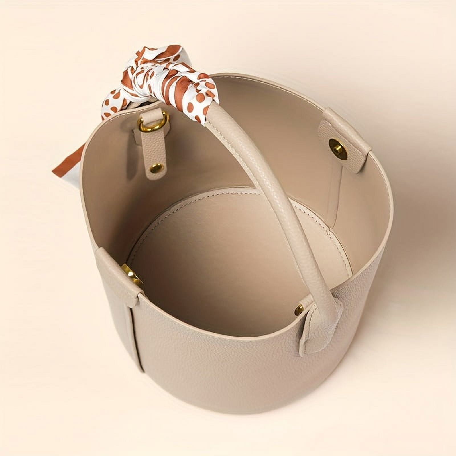 MICHROE Genuine Leather Bucket Bag - Chic Solid Color  Compact Mini Crossbody for Women - Stylish  Durable & Versatile