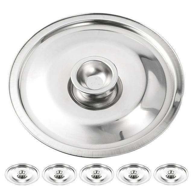 6 tapas metálicas pequeñas con asas: cubiertas de acero inoxidable resistentes al calor de 12 cm para sartenes, ollas y sartenes. Tapa lisa para una limpieza fácil.