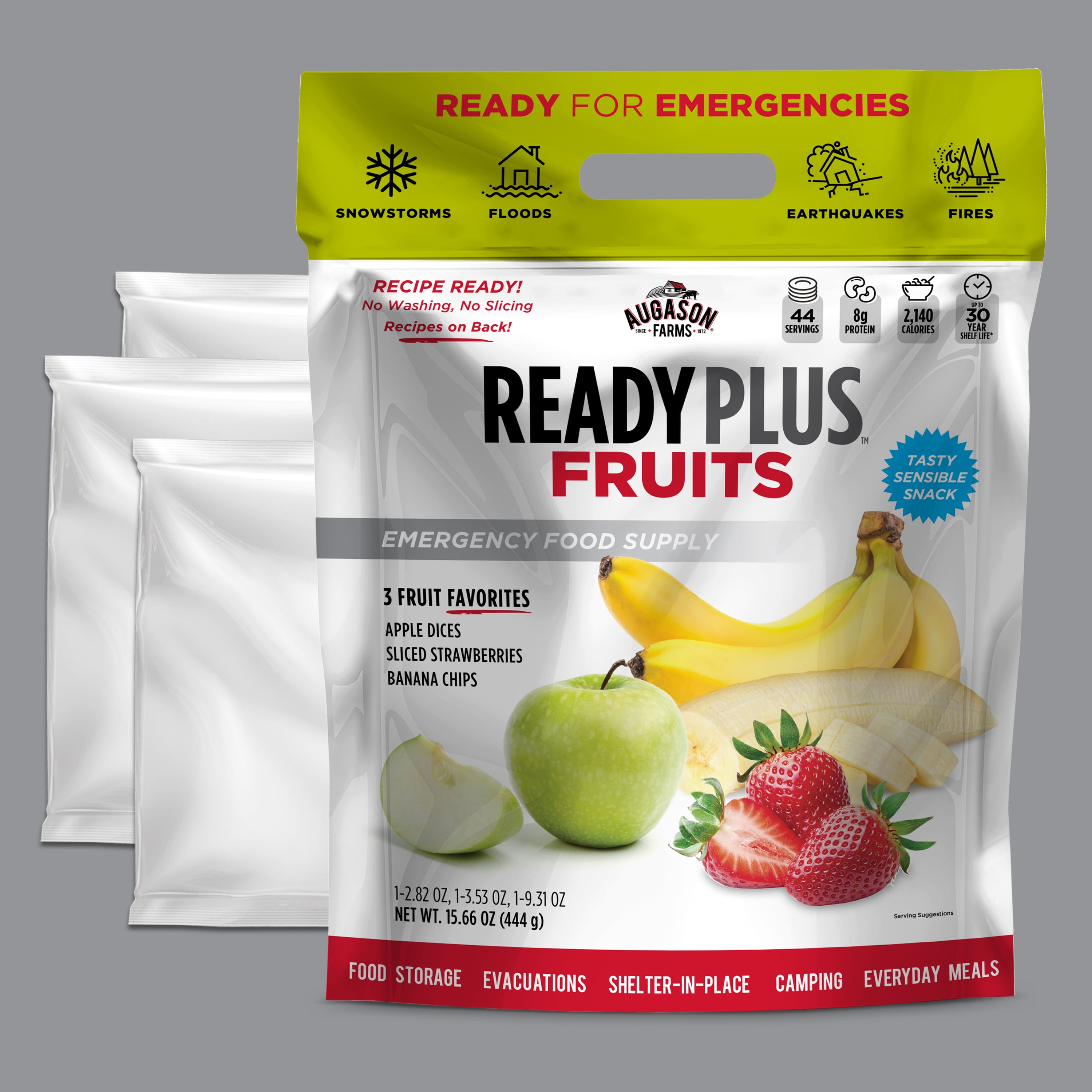 Augason Farms READY PLUS™ Freeze-Dried and Dehydrated Fruits Resealable Pouch Emergency Food Supply 15.6 oz.