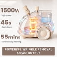 thumbnail image 3 of Garment Steamer for Clothes Standing, Heats in 45 Seconds with 1500W Power, 1.7L Water Tank for 55 Min Steaming, Includes Wheels for Easy Mobility, Standing Steamer Wrinkle Remover, 3 of 9