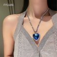 thumbnail image 2 of Collar de cristal de corazón azul colgante de mujer cadena larga joyería de personalidad, 2 of 5