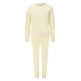 thumbnail image 1 of Liyamei Ensemble Mode Automne et Hiver pour Femmes Couleur Unie Col Rond Tête Plus Velours Manches Longues Pantalon Long Ensemble Chandail, 1 of 5