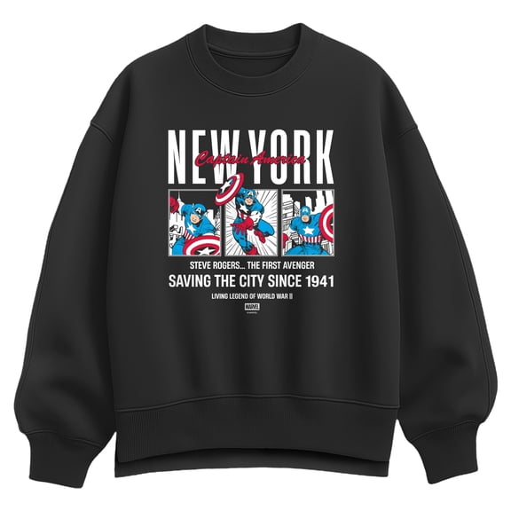Captain America - New York Panels Oversized Fleece Crew Sweatshirt