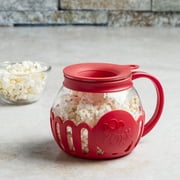 Tasty Micro-Pop 1.5 qt Borosilicate Glass Microwave Popcorn Maker, Red