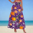 thumbnail image 2 of Vynhevius Women Halloween Print Skirt Elastic Waist A-line Flowy Party Maxi, 2 of 5