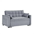 thumbnail image 4 of 55" Sleeper Sofa Bed with Pull Out Bed, Modern Velvet Convertible Sofa Bed Couch with Pillows & Side Pockets, Small Loveseat Sofa Bed for Living Room Apartment, 4 of 8