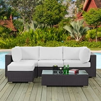 Modway Convene 5 Piece Outdoor Patio Sectional Set in Espresso White
