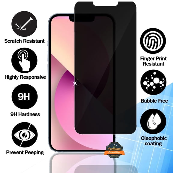 For Apple iPhone 17 Pro Max Tempered Glass Privacy Screen Protector, Anti-Spy, Scratch Resistant, 9H Hardness, Anti-Fingerprint, Easy to Install Cover, XPM Protector [Black]