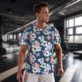 thumbnail image 3 of Wukai Flowers Print Men's Short-Sleeved Mesh T-Shirt,Quick-Dry Short Sleeve Workout T-Shirt-4X-Large, 3 of 8