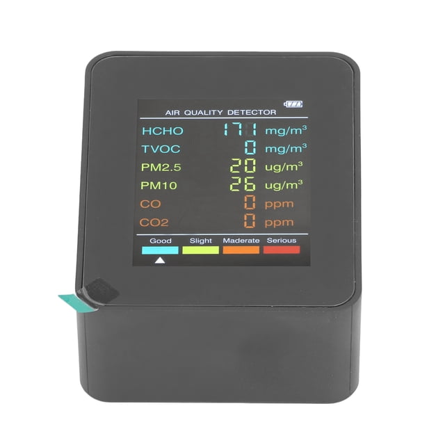 Monitor Inteligente de Del Aire, Pantalla LCD Retroiluminada Portátil, Detector de CO2, TVOC, HCHO, PM2.5, PM10 ConfiPión de Aarma Para El Hogar, La Oficina y LA