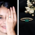 thumbnail image 3 of Rosec Jewels Baguette Emerald Promise Ring for Women - May Birthstone Ring - AAA Quality - Ready to Gift for Valentines Day, 14K Yellow Gold, US 11.50, 3 of 9