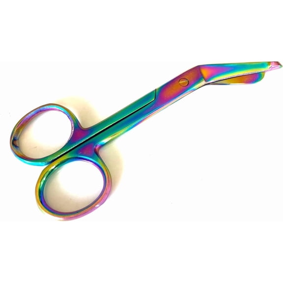 MT Stainless Steel Lister Bandage Scissors, Rainbow Multicolor, 3.5"