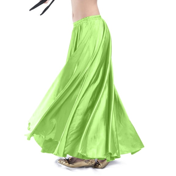 HongQid Women's Satin Full Circle Swing Belly Dance Tribal Skirt