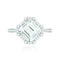 thumbnail image 4 of Rosec Jewels Moissanite Engagement Ring with Halo - Art Deco Ring (3 Carat, 8 mm Asscher Cut, D-VS1 Quality), 18K White Gold, US 11.50, 4 of 8