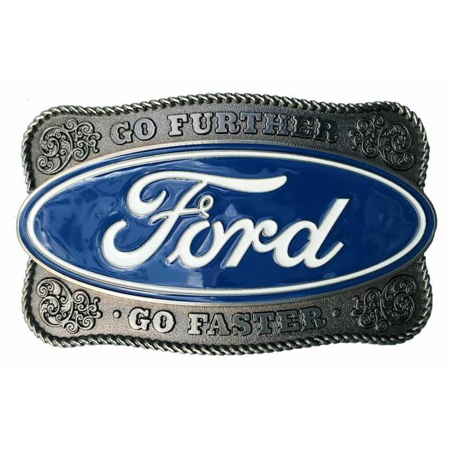 NEW OLD STOCK FORD OVAL PEWTER STYLE METAL BELT BUCKLE MADE IN USA 