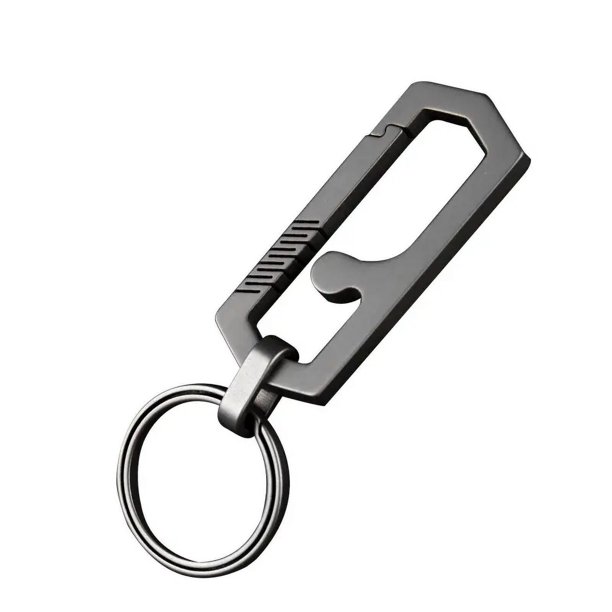 Llavero de titanio, llavero de mosquetón multifuncional con anillo para hombres y mujeres