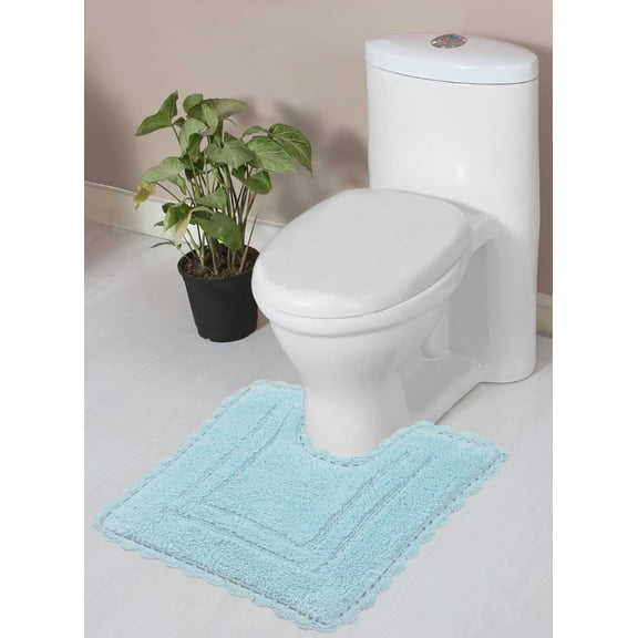 FKFISD-Casual Elegance Reversible Bathmat 100% Cotton Bathroom Rugs Set, Washable Rug, Thick Extra Soft and Absorbent Bath Rug, Kitchen Mat, Bath Mat Set, Non Slip Mat, 20"x20" Contour, Aqua