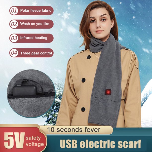 Envoltura de cuello calentada Envoltura de cuello calentada Bufanda calentada por USB Lavable Aliviar el dolor Bufanda de lana unisex de invierno Babero de calefacción para Anggrek BG1004