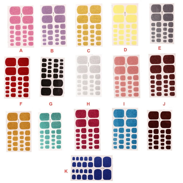 1 Set Color Street Nail Strips Toe Wraps Toe Nails Files Glittery Self-Adhesive Waterproof Universal Salon Supplies DIY Manicure Kit 74