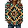 thumbnail image 3 of TaTaai Women's Retro Western Print Round Neck Long Sleeve Sweatshirt Fashion Casual Regular Shoulder Loose Top Soft for Daily Party Work Vacation Gift, 3 of 4