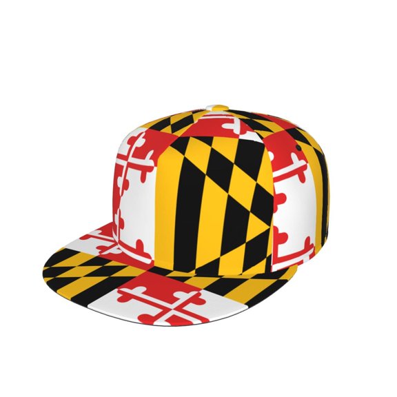 Snapback Hats For Men Women Flag Of Maryland Pattern Flat Bill Brim Baseball Cap Printed Hat