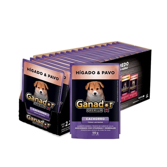 Alimento para perro Ganador Premium hígado y pavo 22 pzas