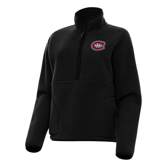 Women's Antigua Black Montreal Canadiens Figure Half-Zip Pullover Sweatshirt