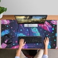 thumbnail image 4 of Long Mouse Pads for Desk,Neon Feather with Dots Pattern Desk Mats on Top Of Desks, Desk Mouse Pad Extra Large with 3mm Non-Slip Base and Stitched Edge for Gaming,Office,Work,Home 47.3"x23.6", 4 of 6