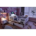 thumbnail image 4 of Wood Twin Size Platform Bed with Built-in LED Light, Multi-functional Headboard, Guardrail and 2 Drawers, White, 4 of 14
