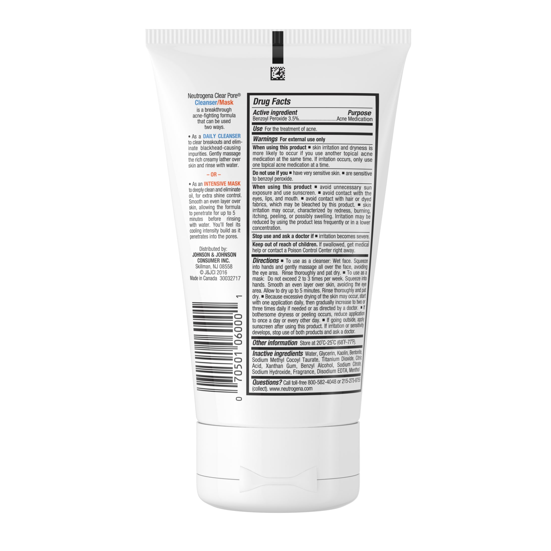 Neutrogena Clear Pore Benzoyl Peroxide Face Wash & Mask, 4.2 oz photo 8