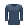 thumbnail image 6 of BSDJILFG 3/4 Sleeve Pajama Tops for Women with Built-In-Bra,Casual Soft Breathable Crewneck Tees Sleepwear Lounge Shirts, 6 of 8