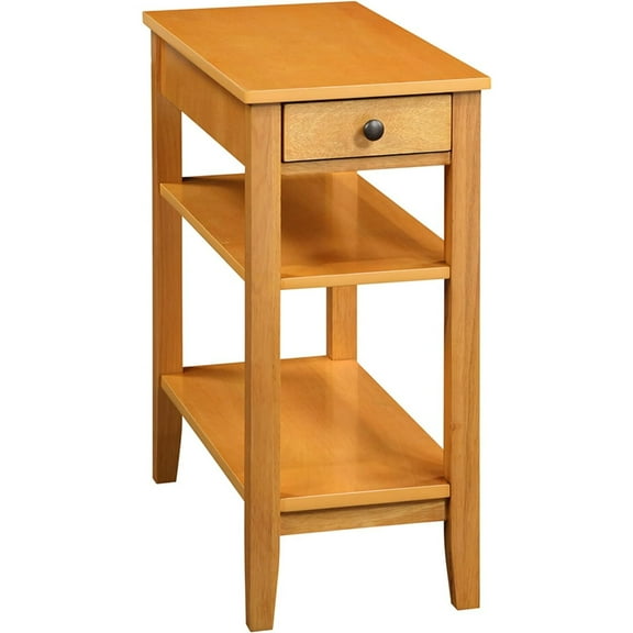 HomeStock Urban Upmarket 1 Drawer Chairside End Table with Charging Station and Shelves