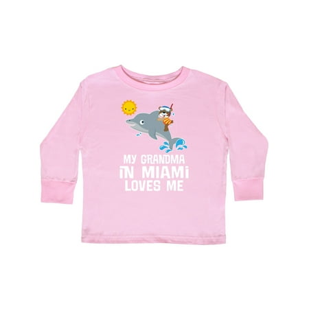 

Inktastic Grandma in Miami Florida Loves Me Gift Toddler Boy or Toddler Girl Long Sleeve T-Shirt