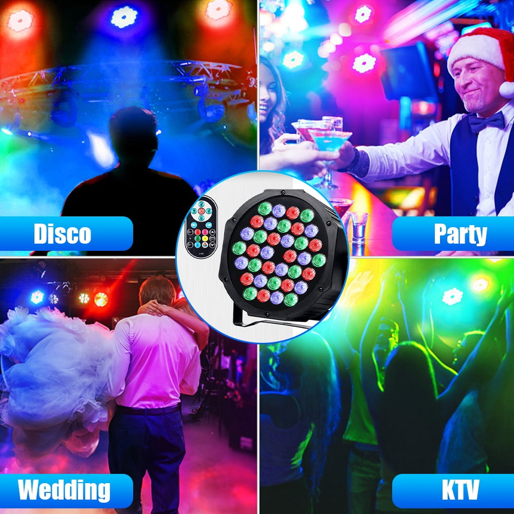 36 LED Stage Lights RGB DJ LED Par Light Remote & DMX Controlled Sound  Activated Auto Play Uplights for Wedding Birthday Christmas Holiday Music  Show