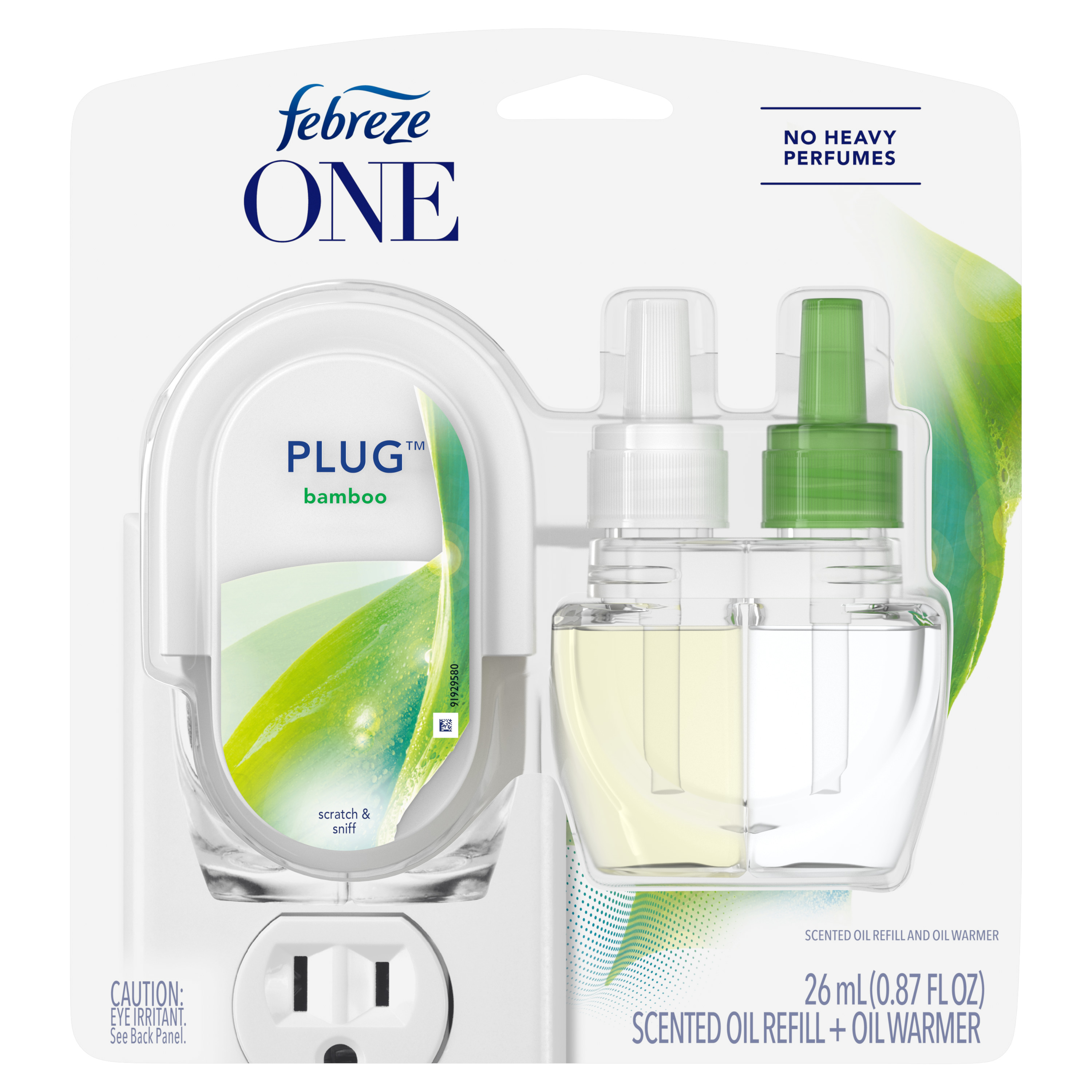 Febreze One Plug Scented Oil Warmer + Bamboo Scented Oil Refill