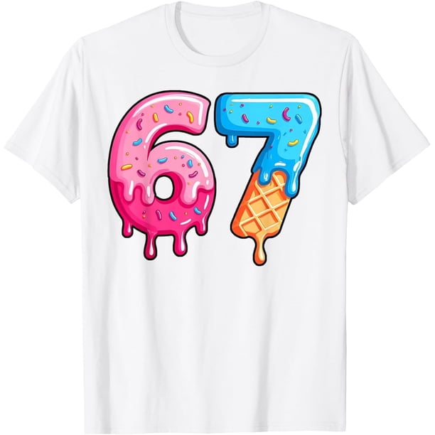 Six Seven Ice Cream Drip Cool Meme 67 Funny Number Camiseta