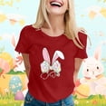thumbnail image 2 of Alun Easter Bunny Ears Stethoscope Short Sleeve T Shirts Easter Nurse Bow Graphic T-Shirt for Women Casual Crew Neck Festival Printed Tee Tops Spring Summer Clothing 1-Red S, 2 of 4