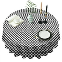 Black and White Small Checkered Pattern Round Tablecloth 60"x60",Wrinkle Wipeable Table Cloth for Kitchen Dining Room Picnic Patio Party