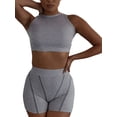 thumbnail image 2 of Liacowi Women 2 Pieces Shorts Outfits Solid Color Ribbed Sleeveless Tank Tops Elastic High Waist Shorts Clubwear, 2 of 9