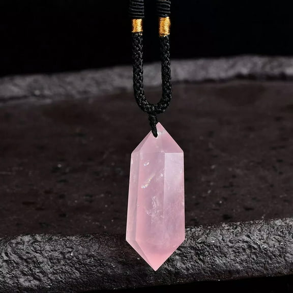 K-KED Natural Rose Quartz Crystal Pendulum Pendant Necklace Chakra Gemstone Healing-default