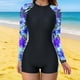 thumbnail image 5 of TaTaai Women Long Sleeve Zip Up One Piece Wetsuit Printed Modest Surf Swimsuit Stretch Ladies Beach Diving Wear UV Protection Quick-Drying Comfortable Swimwear Gift, 5 of 7