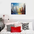 thumbnail image 4 of COMIO Painted Cityscape Modern Oil Painting on Canvas Reflection Abstract Wall Art Decor (16 x 12 inch), 4 of 4