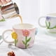 thumbnail image 2 of Taza de café con flores en 3D, taza de cerámica con girasol colorido, 12 oz Bonitas tazas hechas a mano, cumpleaños de Navidad (flor colorida) blanco y rosa, 2 of 5
