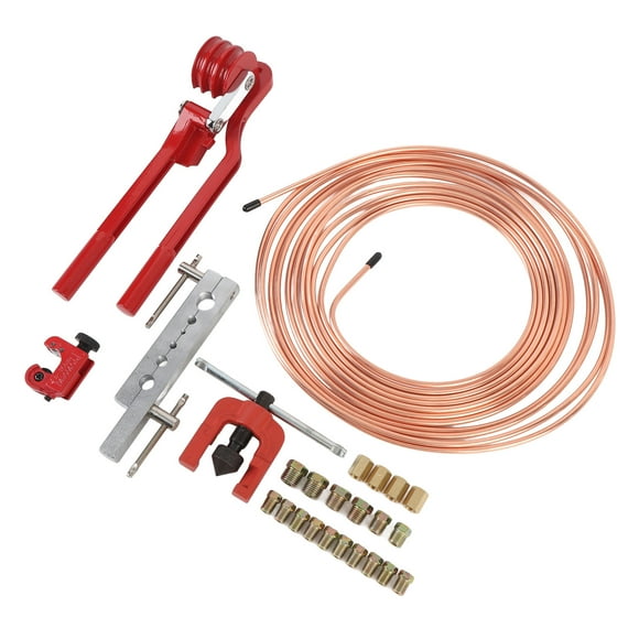 Brake Line Flaring Tool Kit, Copper Coated 3/16 Inch Brake Line Kit Excellent Thermal Conductivity Effective for Hydraulic Braking Systems