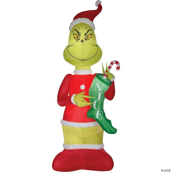 Gemmy 12Ft Airblown Grinch with Nice Stocking and Santa Cap Inflatable Outdoor