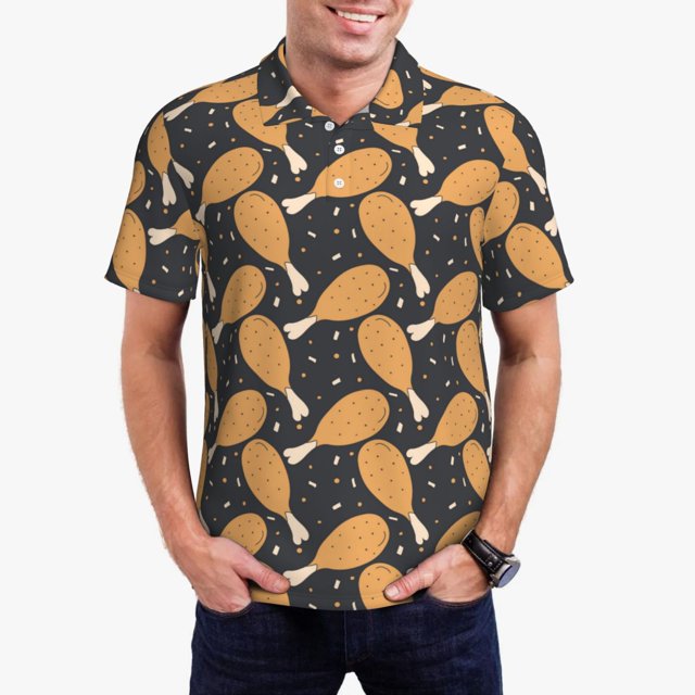Fotbe Chicken Legs Camiseta Polo de Golf para Hombre con Estampado – Camisa Deportiva Transpirable con Cuello Abotonado-4X-Large