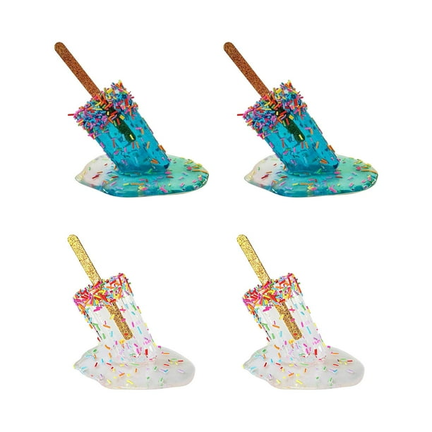 4 esculturas de helado derretido, adornos para mesa de cafetería. Azul Claro Claro