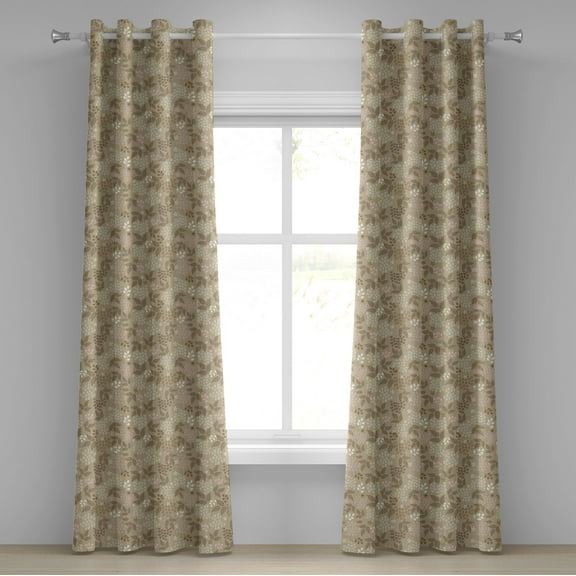 Ambesonne Floral Grommet Curtain, Daisies Romantic Ornate, 50" x 84", Tan Pink Cream