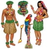 Club Pack of 60 Insta-Theme Tropical Luau Hula Girl and Polynesian Guy Photo Props 5'