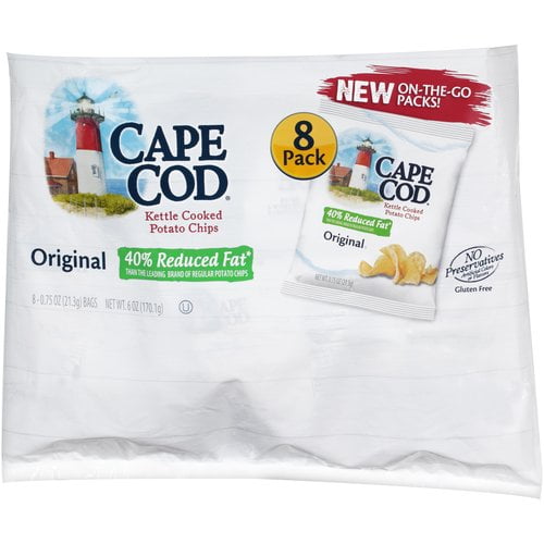 Cape Cod Original Reduced Fat Kettle Cooked Potato Chips, 0.75 oz, 8 count by Cape Cod Potato Chips Corp